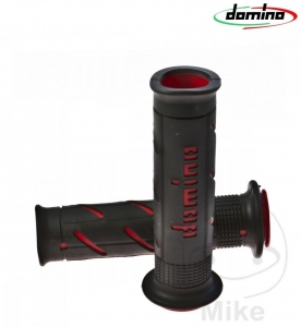Ensemble de poignées de guidon A250 noir rouge Domino D: 22 mm L: 126 mm ouvertes - JM