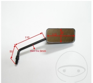 Espejo Negro Izquierdo Universal Rectangular M10 mm - JM