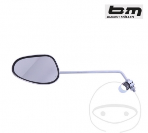Espelho cromado esquerdo oval universal Busch & Müller M8 mm montagem no guidão com grampo - JM