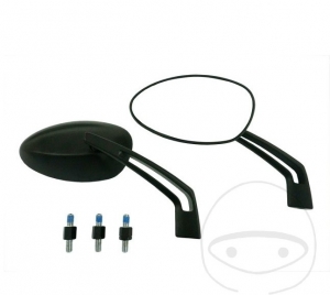 Espelho universal preto conjunto M8 mm com fixação no guidão - JM