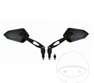 Espelho universal preto conjunto M8 mm com fixação no guidão - JM