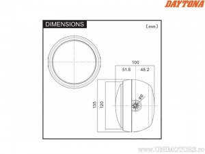 Far LED 120mm culoare neagra cu doua puncte de fixare laterale - Daytona
