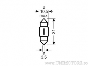 Farol SV8.5-8 12V 10W L: 31mm - Osram