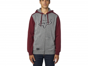Felpa con cappuccio casual Destrakt Zip [Grigio/Rosso]: Taglia - 2X