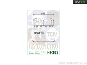 Filtru ulei cromat HF303C - Honda / Kawasaki / Polaris / Yamaha - Hiflofiltro