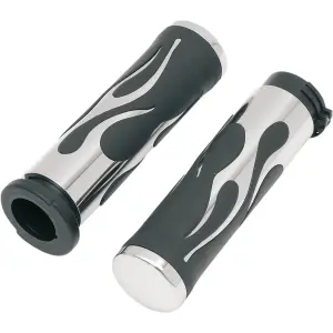 Flamed Grips - Black, Chrome - 06300268