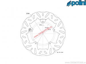 Front/Rear Brake Disc (260x125,2x4mm) - Piaggio Beverly Cruiser 250i H2O 4T E3 ('07-'09 - front/rear) - Polini