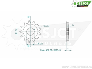 Front sprocket Esjot - 13 teeth (pitch 428) - Benelli Leoncino 125 CBS / Generic Code 125 / Worx 125 / Keeway RKF;RKR;RKV 125 ie