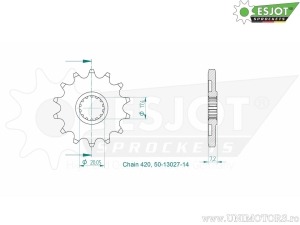 Front Sprocket Esjot - 14 teeth (pitch 420) - Yamaha YZ 65 ('18-'22) - JM