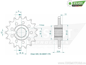 Front sprocket Esjot - 17 teeth (step 525) - Indian FTR 1200 A2 ABS / R Carbon ABS / R Race Replica ABS / Rally ABS / S ABS - JM