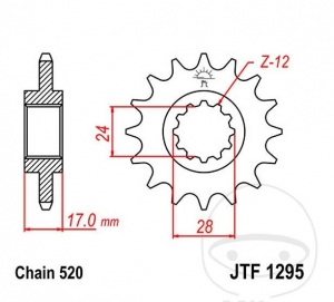 Front sprocket JTF1295.14 (pitch 520) - Honda CBR 600 F - JM