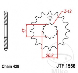 Front sprocket JTF1556.13 (pitch 428) - JM