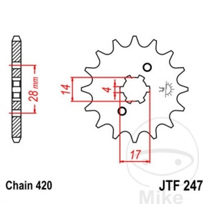 Front sprocket JTF247.13 (pitch 420) - JM