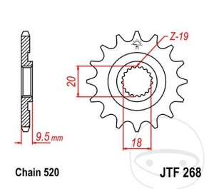 Front sprocket JTF268.14 (520 pitch) - Honda CR 125 R ('86) - JM