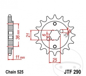 Front sprocket JTF290.14 (pitch 525) - Honda XBR 500 Cast wheel ('85-'87) - JM