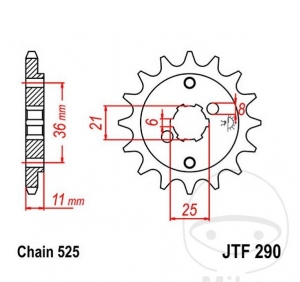 Front sprocket  JTF290.15 (step 525) - Honda XBR 500 Gussrad ('85-'87) - JM