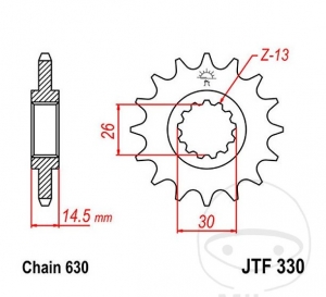 Front Sprocket JTF330.15 (pitch 630) - Honda CB 750 K ('78-'79) - JM