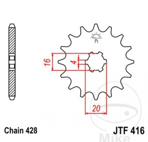 Front sprocket JTF416.13 (pitch 428) - JM