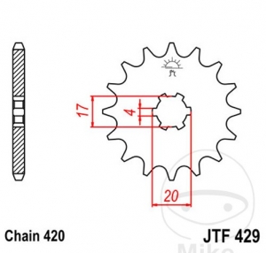 Front sprocket JTF429.15 (pitch 420) - JM