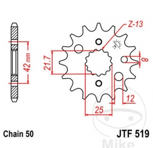 Front sprocket JTF519.16 (pitch 530) - JM