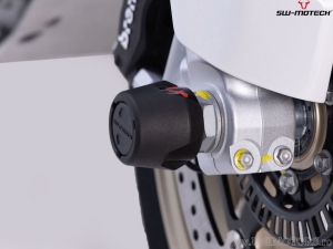 Front Wheel Axle Crashpad Set - material: polyamide - black - Moto Guzzi V100 Mandello/S ('22-) - SW-Motech