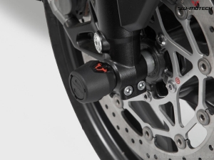 Front Wheel Axle Crashpad Set - material: polyamide - black - Moto Guzzi V85 TT ('19-'21) - SW-Motech