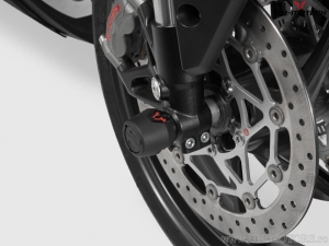 Front Wheel Axle Crashpad Set - material: polyamide - black - Moto Guzzi V85 TT ('19-'21) - SW-Motech
