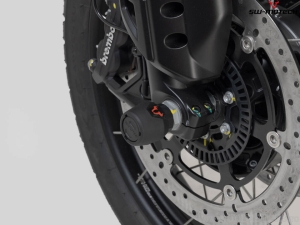 Front Wheel Axle Crashpad Set - material: polyamide - black - Moto Guzzi V85 TT ('21-'23) - SW-Motech