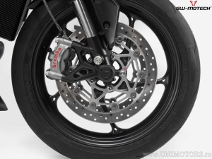 Front Wheel Axle Crashpad Set - material: polyamide - black - Triumph Scrambler 1200 ('21-) - SW-Motech