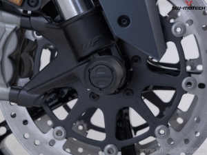 Front Wheel Axle Crashpad Set - material: polyamide - color: black - KTM models / CFMoto 800MT - SW-Motech