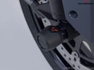Front Wheel Axle Crashpad Set - material: polyamide - color: black - KTM models / CFMoto 800MT - SW-Motech