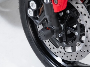 Front Wheel Axle Crashpad Set - material: polyamide - color: black - Yamaha Tracer 9 ('20-) - SW-Motech