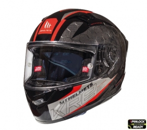 Full face helmet MT KRE Snake carbon 2.0 A5 black/red glossy - 100% carbon