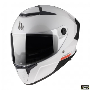 Full-face helmet MT Thunder 4 SV A0 glossy white (integrated sun visor) - Glossy white, XL (61/62cm)