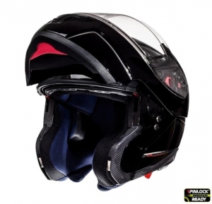 Full-face modular helmet for MT Atom SV motorcycles, glossy black, Pinlock ready