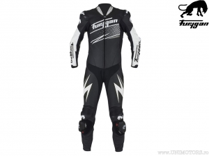 Furygan Leather Ride Black-White-Silver Motorcycle One-Piece Suit