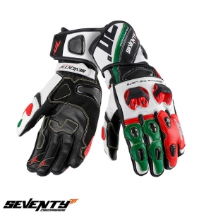 Gants de course d'été pour hommes modèle Seventy SD-R12 noir/rouge/vert - Noir/rouge/vert, S (7 cm)