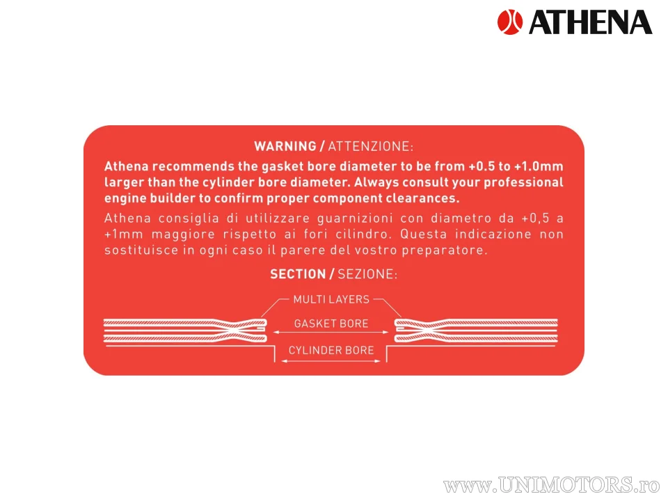 Garnitură de chiulasă racing multistrat, grosimea corectă 1,30 mm Ø 104,2 mm - Athena