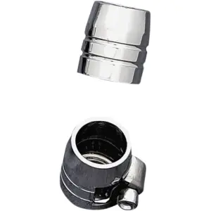 Gegroefde chromen slanguiteinden met klem - Chroom - DS096609