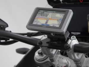 GPS Handlebar Mount with QUICK-LOCK, black color - Honda / Suzuki / Triumph models - SW-Motech