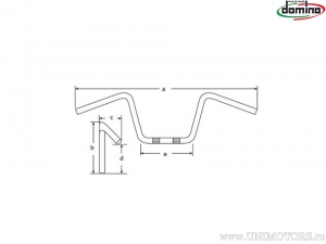 Guidão de aço cromado High Steer com diâmetro de 22mm e comprimento de 811mm - Domino