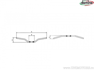 Guidão de aço cromado Touring Kawasaki com diâmetro de 22 mm e comprimento de 700 mm - Domino