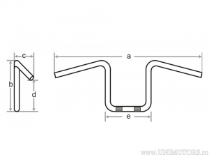 Guidão de aço preto LZR de diâmetro alto de 22mm e comprimento de 720mm - Fehling