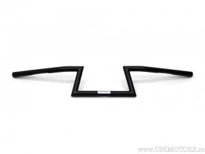 Guidão de aço preto "Z" com diâmetro de 22mm e comprimento de 850mm sem furo para cabo - Fehling