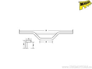 Guidão de alumínio preto X-Line Cross e Supercross com diâmetro de 28mm e comprimento de 808mm - Magura
