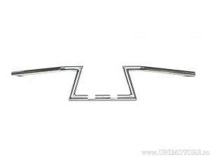 Guidon en acier chromé de forme "Z", diamètre de 22mm et longueur de 850mm sans trou de câble - Fehling