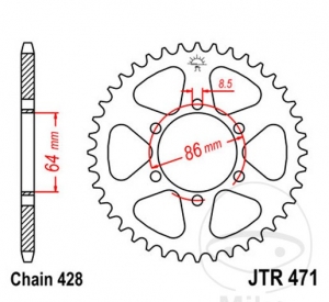 Hátsó hajtókerék JTR471.45 (428 lépés) - Kawasaki KE 125 A ('76-'82) - JM