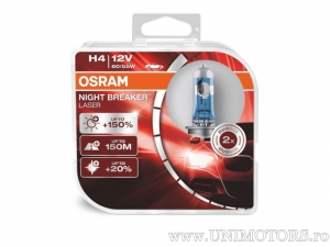 H4 P43t-38 Night Breaker Laser 12V 60/55W ensemble de 2 pièces - Osram