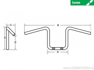 Handlebar black steel Apehanger 22mm diameter and 830mm length - Lucas TRW