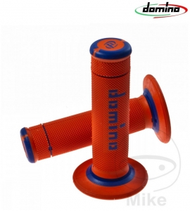 Handlebar Grip Set A190 Orange Blue Domino D: 22 mm L: 118 mm Closed - JM